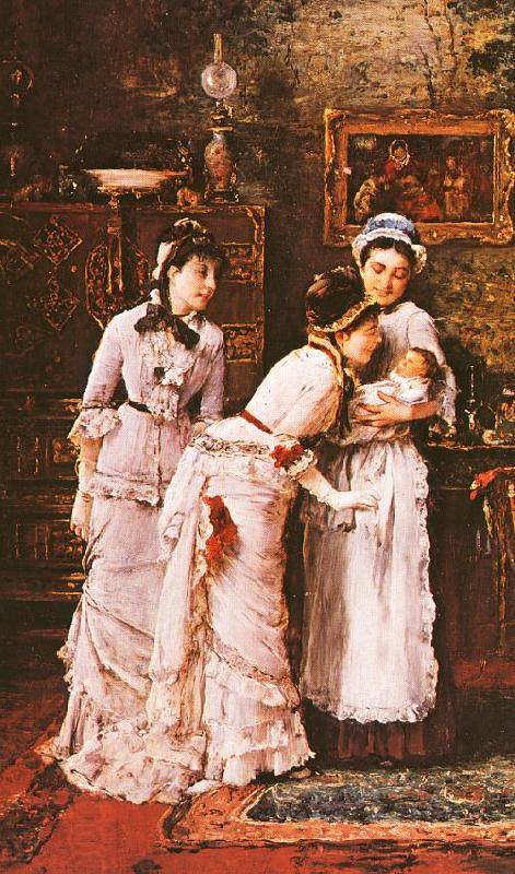 Mihaly Munkacsy Baby's Visitors China oil painting art